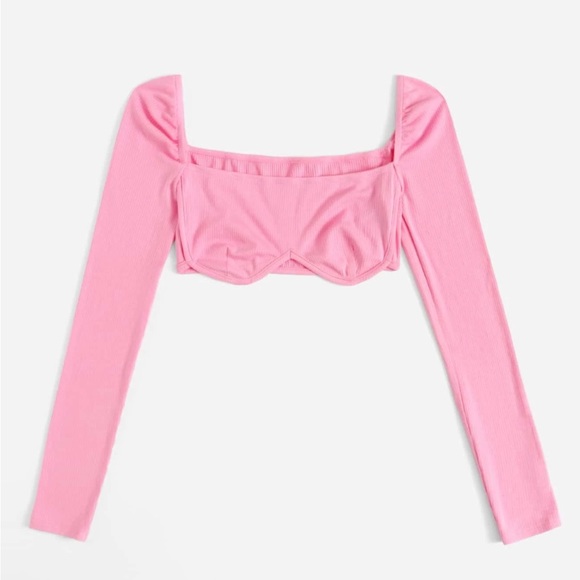 Square Neck Crop Ribbed Knit Top XS - Picture 1 of 2